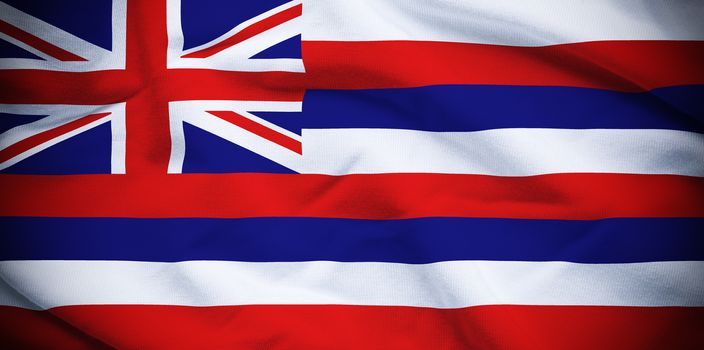 Wavy and rippled national flag of Hawaii background.