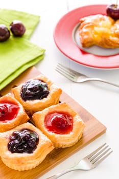 Fruit pastry pie for relaxing coffee break.
