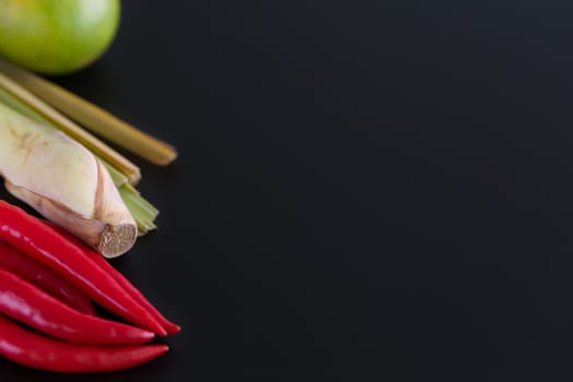 Thai food ingredients for Tom Yum soup recipe.