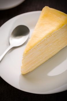 Slice of cake as snack for tea or coffee break.