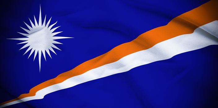 Wavy and rippled national flag of Marshall Islands background.