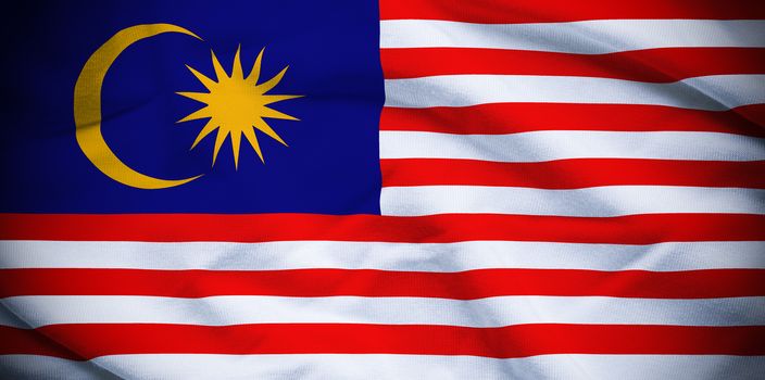 Wavy and rippled national flag of Malaysia background.