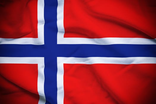 Wavy and rippled national flag of Norway background.