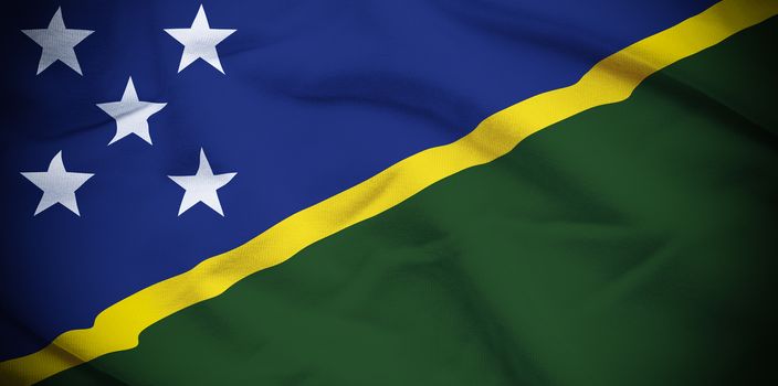 Wavy and rippled national flag of Solomon Islands background.