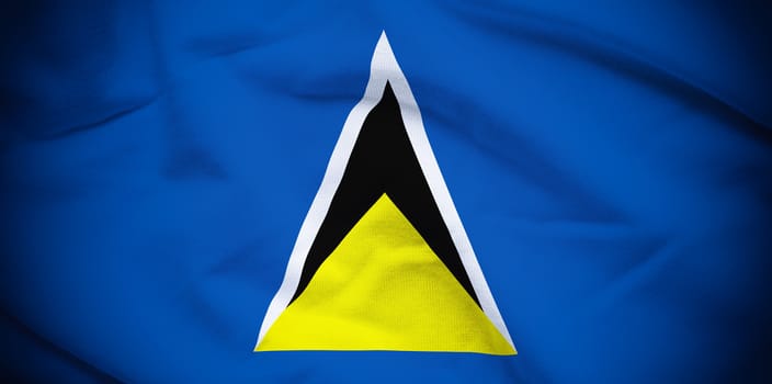 Wavy and rippled national flag of Saint Lucia background.