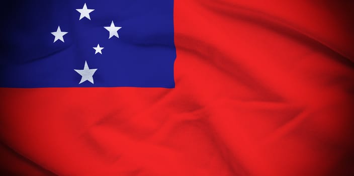 Wavy and rippled national flag of Samoa background.
