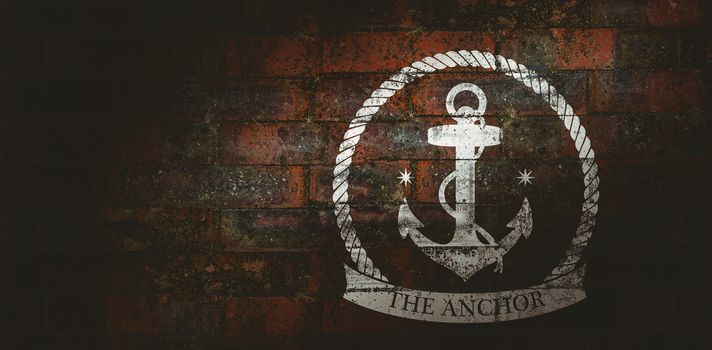 The anchor icon against texture of bricks wall