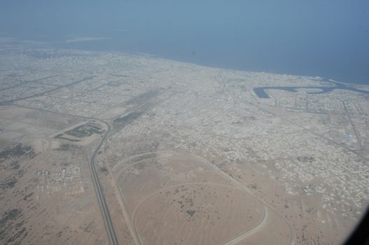 Aerial view desert Dubai