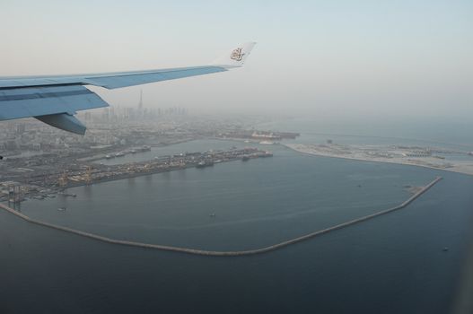 Aerial view desert Dubai