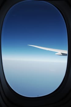 Aerial view of Clouds through flight window