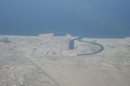 Aerial view desert Dubai