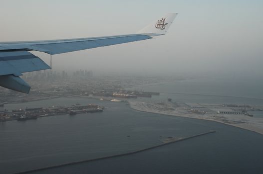 Aerial view desert Dubai