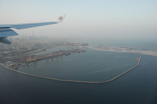 Aerial view desert Dubai