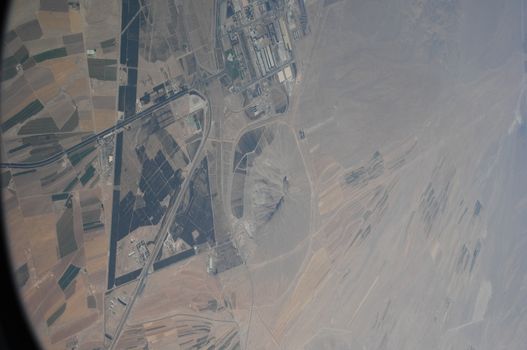 Aerial view desert Dubai