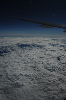 Aerial view of Clouds through flight window