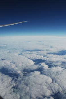 Aerial view of Clouds through flight window