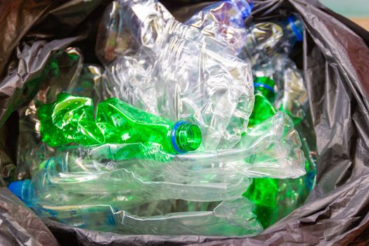 Waste from plastic bottles for recycling will be recycled, Concept of recycling the Empty used plastic bottle