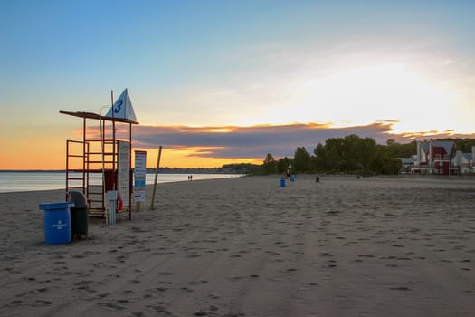 sunset over port dover on lake erie.