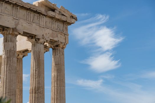 The Ancient Greek temple of Poseidon. Ancient Greek pantheon near the acropolis.