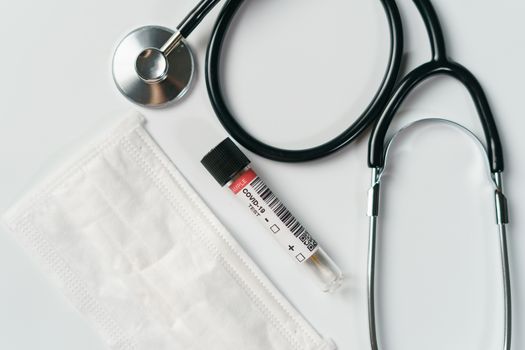 Coronavirus testing process, tube of swab collection kit of coronavirus (COVID-19).