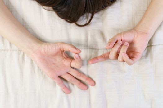 The sex hand sign. women's hands gesture indicating sex.