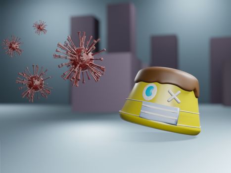 Pudding man scary virus, Covie-19 : 3d rendered
