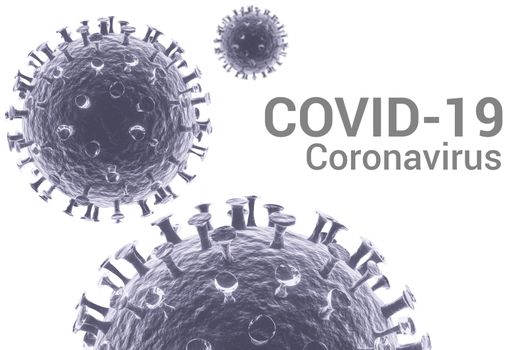 3D rendered: Corona virus or Covid-19 with text on white background.