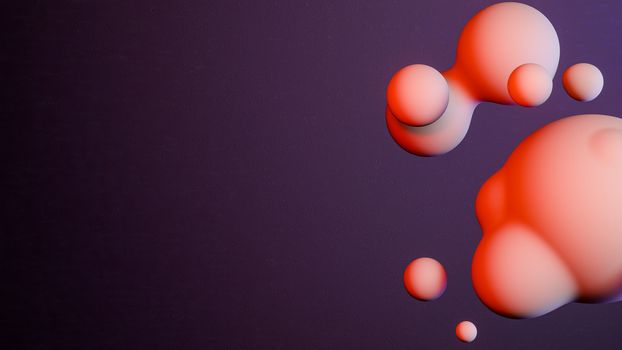 Purple background with group of white 3D balls. 3D render.