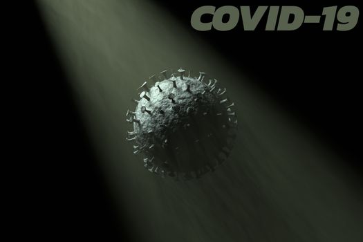 3D rendered: Corona virus or Covid-19 with text on white background.