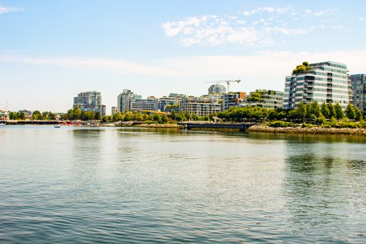 Panorama of Yaletown and downtown Vancouver after sunset