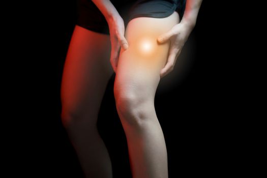 Medical concept, Woman suffering with knee painful