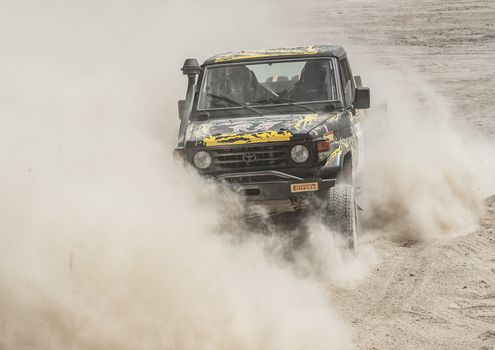 EL GOUNA, EGYPT - MAY 11TH 2018:  El Gouna Rally Cup desert rally on May 11th 2018 in El Gouna, Egypt. The opening day special time trial stage in El Gouna