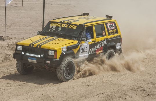 EL GOUNA, EGYPT - MAY 11TH 2018:  El Gouna Rally Cup desert rally on May 11th 2018 in El Gouna, Egypt. The opening day special time trial stage in El Gouna