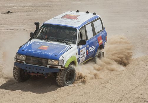 EL GOUNA, EGYPT - MAY 11TH 2018:  El Gouna Rally Cup desert rally on May 11th 2018 in El Gouna, Egypt. The opening day special time trial stage in El Gouna