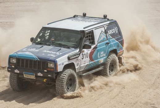 EL GOUNA, EGYPT - MAY 11TH 2018:  El Gouna Rally Cup desert rally on May 11th 2018 in El Gouna, Egypt. The opening day special time trial stage in El Gouna