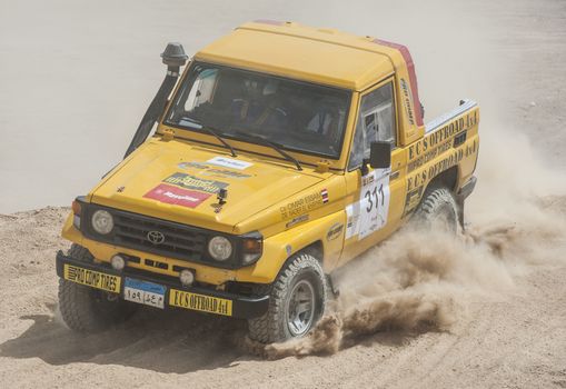 EL GOUNA, EGYPT - MAY 11TH 2018:  El Gouna Rally Cup desert rally on May 11th 2018 in El Gouna, Egypt. The opening day special time trial stage in El Gouna