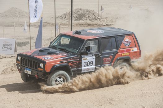 EL GOUNA, EGYPT - MAY 11TH 2018:  El Gouna Rally Cup desert rally on May 11th 2018 in El Gouna, Egypt. The opening day special time trial stage in El Gouna