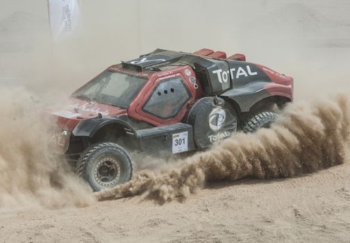 EL GOUNA, EGYPT - MAY 11TH 2018:  El Gouna Rally Cup desert rally on May 11th 2018 in El Gouna, Egypt. The opening day special time trial stage in El Gouna