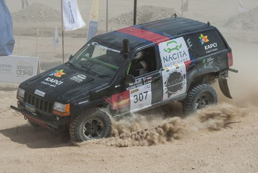 EL GOUNA, EGYPT - MAY 11TH 2018:  El Gouna Rally Cup desert rally on May 11th 2018 in El Gouna, Egypt. The opening day special time trial stage in El Gouna