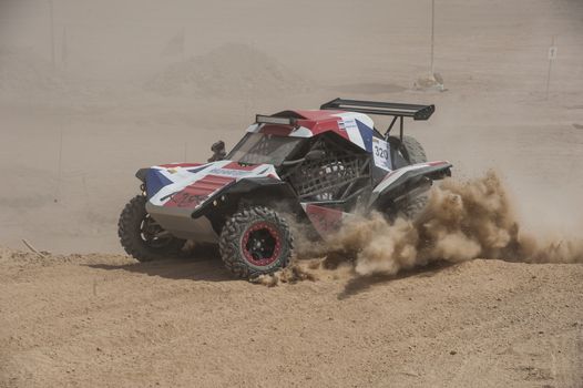 EL GOUNA, EGYPT - MAY 11TH 2018:  El Gouna Rally Cup desert rally on May 11th 2018 in El Gouna, Egypt. The opening day special time trial stage in El Gouna