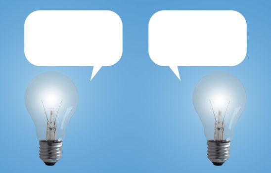 Communication concept, light bulb on blue background, share idea