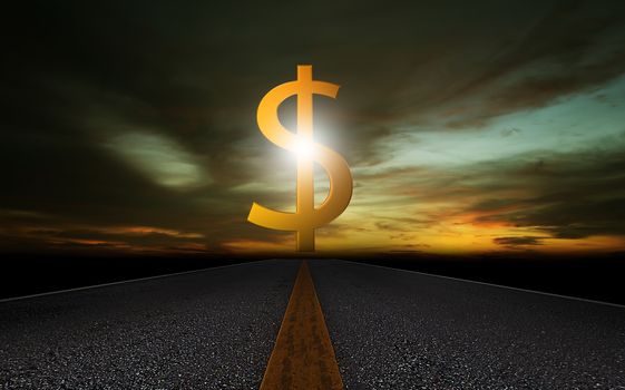 Currency concept, road to financial success background