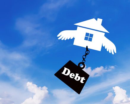Debt, financial crisis, home loan concept