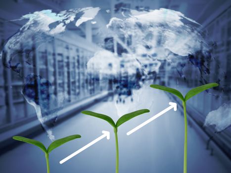 Business or idea growth concept, young plant on blur background, financial increase market profit, Elements of this Image Furnished by NASA