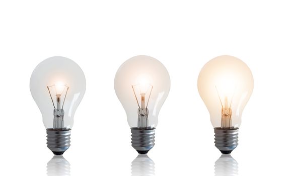 Business growth concept, isolate light bulb on white background, financial increase market profit