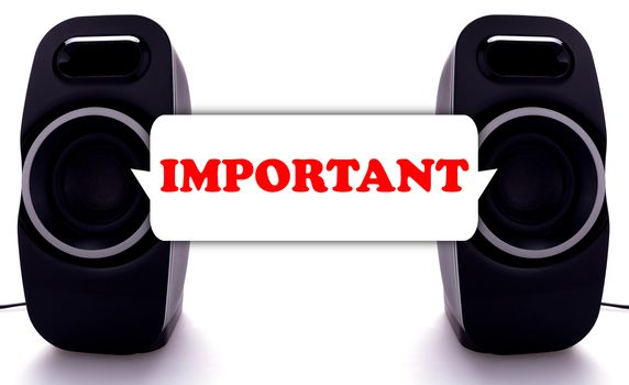 Important announcement, speaker with bubble on white background