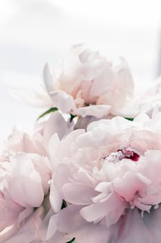 Bouquet of peony flowers as luxury floral background, wedding decoration and event branding design