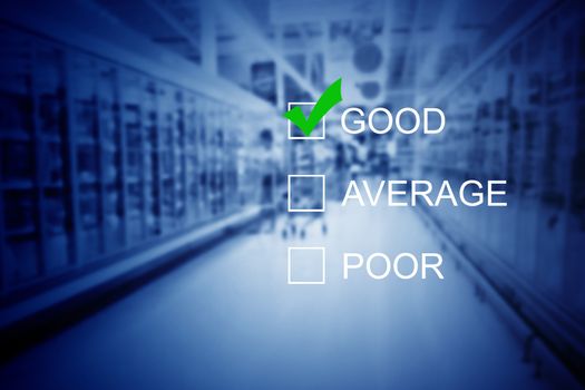 Customer experience concept, service rating on blue background