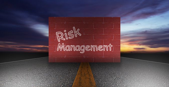 Risk management concept, red wall on the road