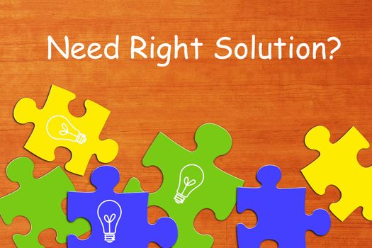 Business solution, problem concept on wood background